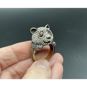 Heidi Daus RARE HSN Pave Crystal Panda Bear Animal Cocktail Statement Ring Sz 11